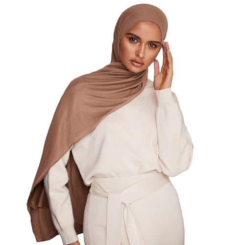 VOILE CHIC Premium Jersey Hijab Scarf For Women - Islamic Head Scarf Wrap Hijabs - color: Dark Taupe, size: 1 Pack