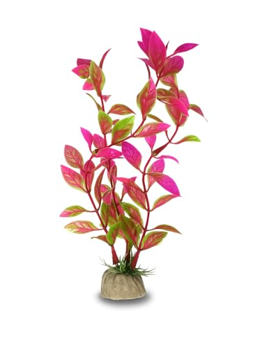 D & K Exclusives Artificial Aquarium Plants, 10 Pack 7 inch Plastic Fish Tank Decorations, Colorful Aquascape Decor for Freshwater, Tropical Tanks (Pink & Green Leaf Plant) - color: Pink & Green Leaf Plant – 7”