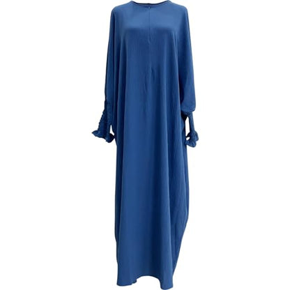 Lenmipot Islamic Women Jilbab Abayas Muslim Abaya Dress for Women Middle East Kaftan Dubai Dress Eid Prayer Clothes - color: Misty Blue