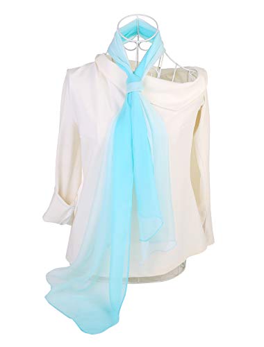 uxcell Women'sChiffon Sheer Long Scarf Silky Gradient Party - color: Light Blue