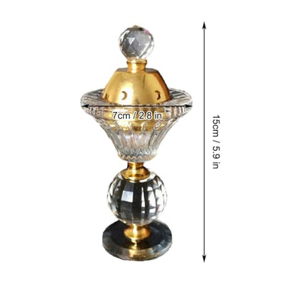 Luxury Crystal Incense Burner – Elegant Bakhoor & Frankincense Holder with Removable Gold Lid
