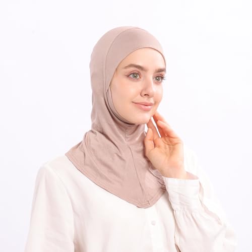 Modal Jersey Muslim Amira Instant Hijab Scarf for Women Jersey Hijab Undercaps - color: Khaki