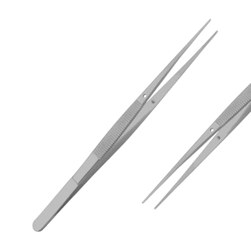 Fine Point - Micro Tweezers Forceps - Splinter Remover Pliers College Cotton Pliers Stainless Steel (Straight 6") - size: Straight 6"