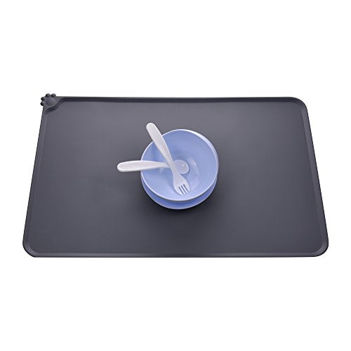 Guardians Silicone Dog Cat Bowl Mat, Non Slip Pet Feeding Mat, Waterproof, Grey, 18.5"x11.8" - color: Grey, size: 18.5"x11.8"