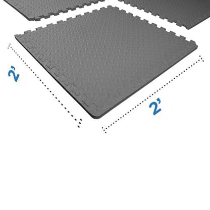 BalanceFrom 2-Pack 24-Count 24x24x0.75 Inch EVA Interlocking Foam Exercise Tile Mat, Gray – Non-Slip Puzzle Flooring for Home Gym, Fitness Studio, or Playroom