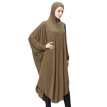 khalat Women's One-Piece Muslim Abaya Dress Large Overhead Prayer Ramadan Long Hijab Dress - color: Camel, size: Large