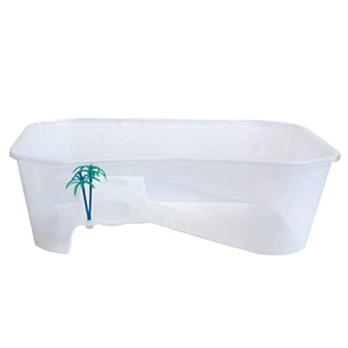 for Turtle Vivarium Box Aquarium for Breeding Box Habitat Tortoise Food Feeding Box with Basking Pl - color: White