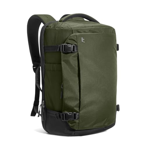 tomtoc Travel Backpack 28L,TSA Personal Item Bag Flight Approved,PFAS Free - color: Green-ripstop, size: 28L