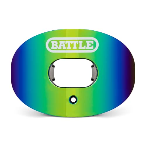 Battle Sports Prism Oxygen Football Mouthguard, Blue/Green | Maximum protection, Safe secure comfortable fit, Built-in airflow channels, Advanced composite material, No boiling required - color: Blue / Green