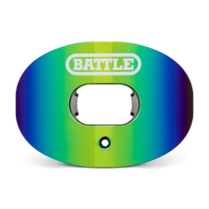 Battle Sports Prism Oxygen Football Mouthguard, Blue/Green | Maximum protection, Safe secure comfortable fit, Built-in airflow channels, Advanced composite material, No boiling required - color: Blue / Green