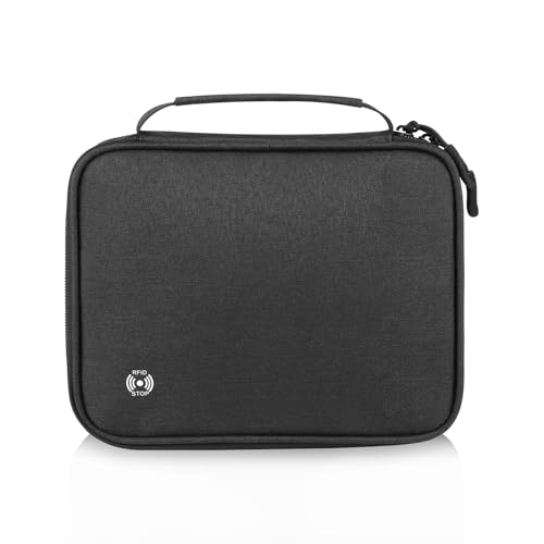 RFID Passport Wallet for Women/Men,Tote Passport Holder for Travel Family,Portable Travel Premium Wallets,Waterproof Passport Holders Bag,Travel Document Organizer Credit Cards Case(Black-Large) - color: Black, size: L