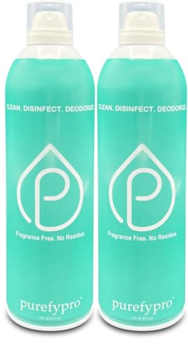 Purefypro Disinfectant Airesol Spray (14oz, 2 Pack) Eliminate 99.9999% Norovirus, HIV, Hepatitis, Flu, Monkeypox Viruses, MRSA, VRE, E Coli, Fungi. No Residue. No Rinse. Suitable for All Surfaces. - size: 14 Ounce (Pack of 2)