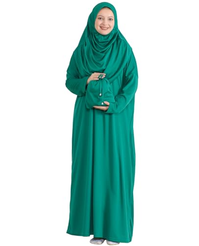 Prien Muslim Dress For Women With Hijab, Abaya, Instant Prayer Clothes Set, Islamic Wear, Dubai Kaftan Jilbab Burqa - color: Green, size: 3X-Large-6X-Large