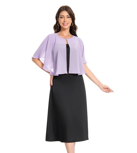 Baoqiya Capelets for women Chiffon Cape Soft Shawls and Wraps For Women - color: Lavende