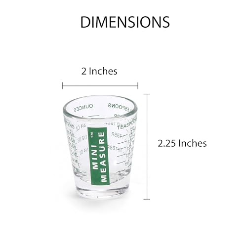 Kolder Mini Measure Heavy Glass, 20-Incremental Measurements Multi-Purpose Liquid and Dry Measuring Shot Glass, Green - color: Green, size: Single
