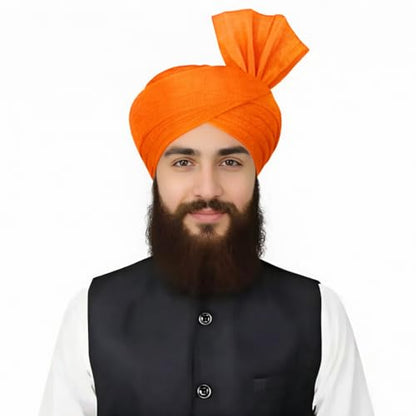 Turban For Men (156 Inches) Long Cloth – Muslim, Sikh, Punjabi Headwrap | For Prayer, Festivals & Special Occasions - color: Orange