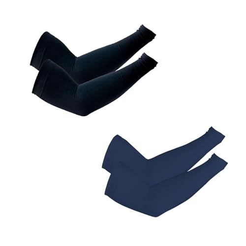PFFY UV Protection Cooling Arm Sleeves for Men and Women UPF 50 Sun Sleeve - color: Black+blue