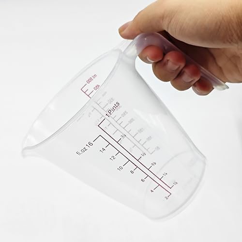Plastic Measuring Cup 2Pcs 500ML Measuring Mug 8/16oz with Handle Graduated Pitcher for Baking Flour Oil Powder Cooking Kitchen Measure Container (500ML/0.13Gal) - color: 500ML