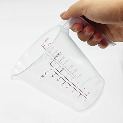 Plastic Measuring Cup 2Pcs 500ML Measuring Mug 8/16oz with Handle Graduated Pitcher for Baking Flour Oil Powder Cooking Kitchen Measure Container (500ML/0.13Gal) - color: 500ML