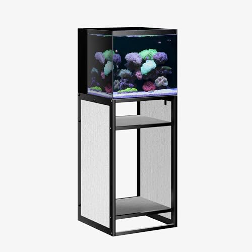 Washed Oak Wood Metal Frame Stand, Three-Shelf for Fish Tanks up to 20 Gal, CLX45-45x45x80cm (17.7x17.7x31.49 in), for Fish Tanks and Reptile Terrariums, Home & Office Use - color: Washed Oak Wood, size: W17.7 x D17.7 x H31.5 in(45X45X80cm)