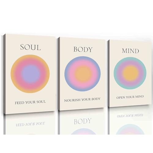 Colorful Aura Poster Mind Body Soul Print Positive Aura Poster Energy Pictures Minimalist Aesthetic Poster Colorful Energy Angel Number Canvas Wall Art Mind Body Soul Paintings 16x24inchx3 Framed - color: 1, size: 16x24inchx3pcs Framed