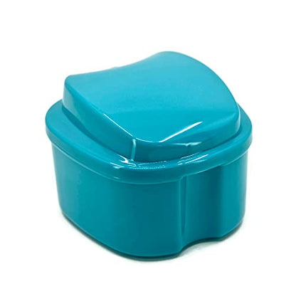 Denture Case, Denture Box with Strainer, Night Cleaner Denture Bath Box for Retainer, Mouthguard, False Teeth, and Denture Cleaning (Teal) - color: Teal