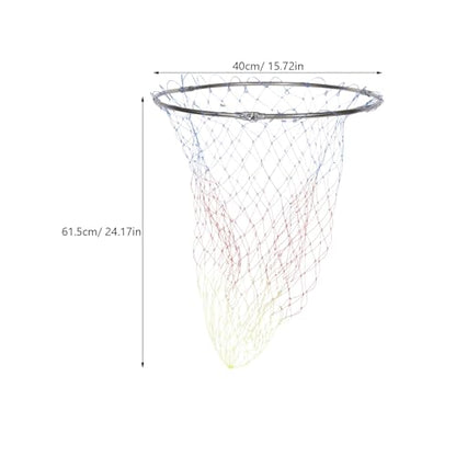 Healifty Fishing Catching Tool Stainless Steel Mesh Basket 40cm Diameter Foldable Replacement Net Head with 8mm Connector for Freshwater and Saltwater Fishing