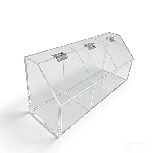 FixtureDisplays® Plaxiglass Clear Acrylic 3 Compartment Toppings Bin 15.5 X 7 X 5 Candy Bin Condiment Organizer Tabletop Bar Restuarnt Kitchen Transparent Box 100904-NPF