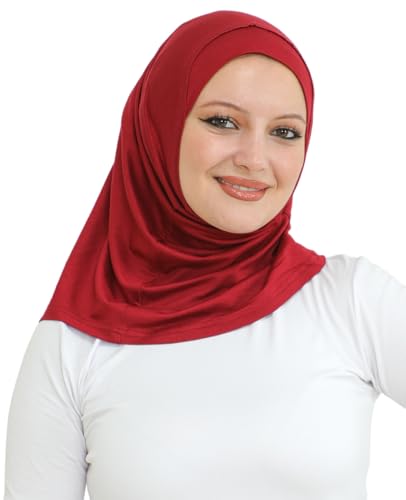 Prien Sport Instant Hijab For Women, Muslim Cotton Turban, Soft Head Scarf, Ready To Wear Hijabs Prayer Clothes, Islamic Wear - color: Burgundy
