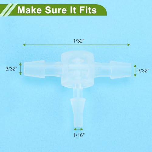 Plastic Hose Barb Fitting 3/32" x 1/16" x 3/32" Tee Type Fitting PP 4 Pcs