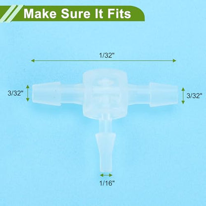 Plastic Hose Barb Fitting 3/32" x 1/16" x 3/32" Tee Type Fitting PP 4 Pcs
