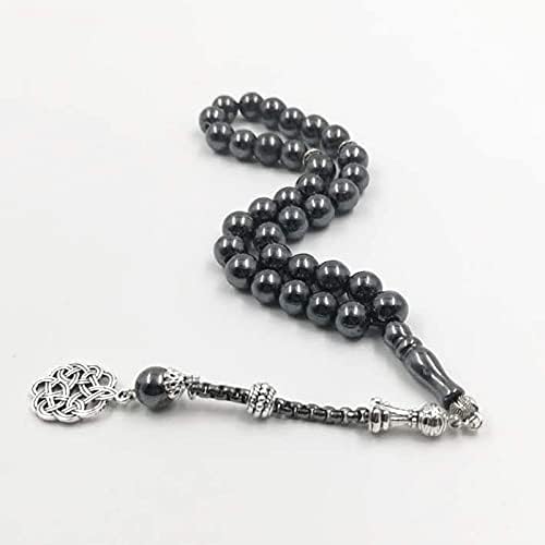 albasha Tasbih Natural Hematite Misbaha muslim prayer beads islamic stone Rosary bracelet gifts for EID Adha Arab jewelry - color: 99 beads, size: 8mm