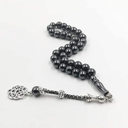 albasha Tasbih Natural Hematite Misbaha muslim prayer beads islamic stone Rosary bracelet gifts for EID Adha Arab jewelry - color: 99 beads, size: 8mm