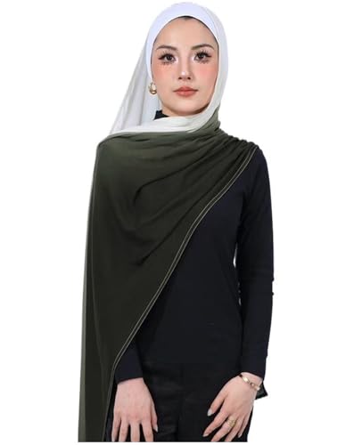 Special Ombre Modal Cotton Hijab Scarf for Women, Graceful Gradient Muslim Head Scarfs - color: Ombre Green
