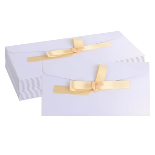 20 Pack Gift Card Envelopeswith Bow Tie Closure 8.66 x 4.33 Inch - color: White