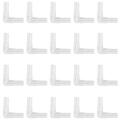 lasenersm 20 Pieces Aquarium Air Valve Connector Aquarium Air Tube Connector Plastic Elbow Connector L-Shaped Tubing Connector for Fish Tank 4mm Airline Tube, Transparent