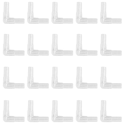 lasenersm 20 Pieces Aquarium Air Valve Connector Aquarium Air Tube Connector Plastic Elbow Connector L-Shaped Tubing Connector for Fish Tank 4mm Airline Tube, Transparent
