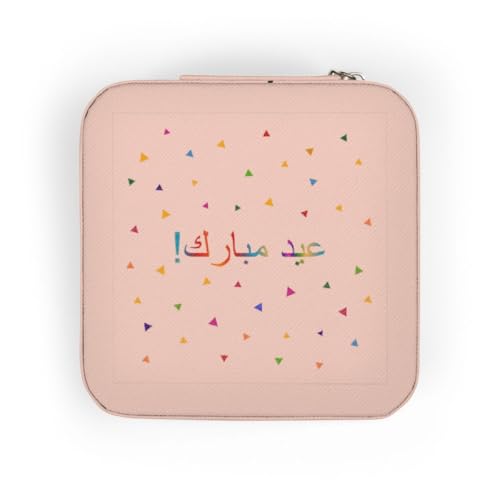 3dRose Eid Mubarak in Arabic happy Eid blessing after Ramadan Muslim holidays Jewelry Travel Case Pink