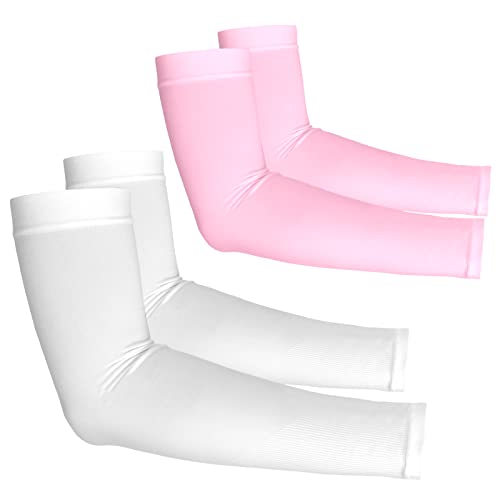 YESLIFE UV Sun Protection Arm Sleeves for Men & Women,UPF 50 Cooling Sports Sleeve - color: Gray + Pink, size: 2 Pairs