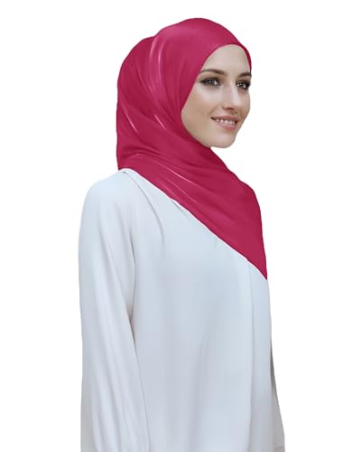 Lina & Lily Sheen Shimmer Women's Crepe Scarf Shawl Wrap Head Hijab Lightweight - color: Dark Pink