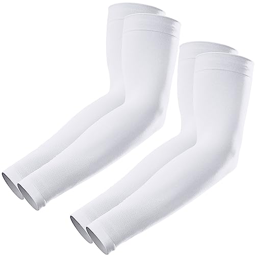 GOUNOD Sun Protection Cooling Compression Arm Sleeves For Men - Gardening Outdoors Sports Workouts volleyball arm sleeves - color: 2 Pairs White