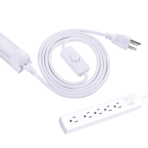 TRLIFE T5 T8 Power Cord, 6FT Long LED Light Cord with On/Off Switch, LED Wire Connector Power Cord with US Plug for T5 T8 Integrated Tube Light Fixtures (4 Pack)