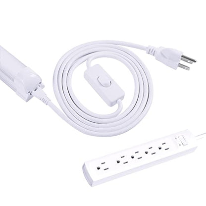 TRLIFE T5 T8 Power Cord, 6FT Long LED Light Cord with On/Off Switch, LED Wire Connector Power Cord with US Plug for T5 T8 Integrated Tube Light Fixtures (4 Pack)
