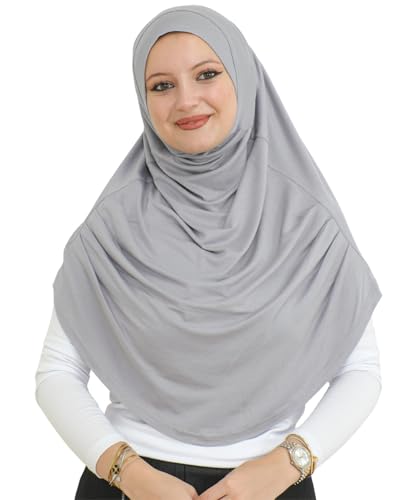 Prien Ready To Wear Hijab For Women, Instant Turban, Soft Muslim Scarf For Prayer, Long Hijabs, Islamic Clothes, Jersey Abaya - color: Grey