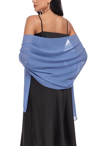 Shawls and Wraps Soft Chiffon Scarve Scarf For Evening Party Dresses Wedding Stole - color: Dusty Blue