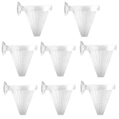 alfyng 8pcs Aquarium Red Worm Cone Feeder, Bloodworm Cone Feeder, Shrimp Fish Food Feeding Plastic Cup with Suckers for Fish Tank (2.64 x 2.64 inch)