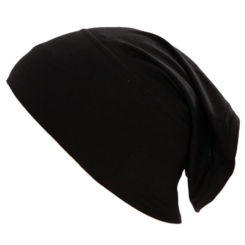 Under Scarf Light Soft Hijab Cap Undercap Headwrap Scarf Stretch Tube Neck Cover (Black)