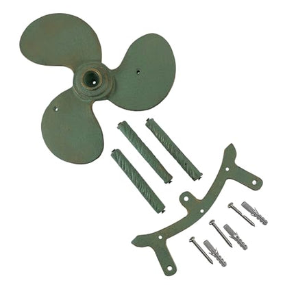 Zeckos Garden Hose Holder Boat Propeller 10.25 Inch Cast Iron Verdigris | Nautical Wall Design, Holds Up to 75 Feet, 6.5 Inch Deep, Three-Bolt Hardware Included - color: Boat Propeller - Green
