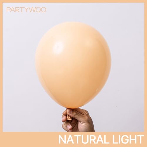 PartyWoo 누드 풍선 152피스 다양한 사이즈 45.7cm(18인치), 30.5cm(12인치), 25.4cm(10인치), 12.7cm(5인치), 살구, 보헤미안 가을 뉴트럴 풍선 아치 키트, 가랜드, 졸업 생일 소년 베이비 샤워 테마 파티 장식, 브라운-F05 - color: Apricot-f05