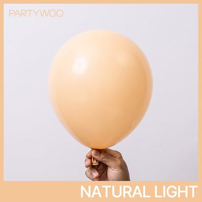 PartyWoo 누드 풍선 152피스 다양한 사이즈 45.7cm(18인치), 30.5cm(12인치), 25.4cm(10인치), 12.7cm(5인치), 살구, 보헤미안 가을 뉴트럴 풍선 아치 키트, 가랜드, 졸업 생일 소년 베이비 샤워 테마 파티 장식, 브라운-F05 - color: Apricot-f05